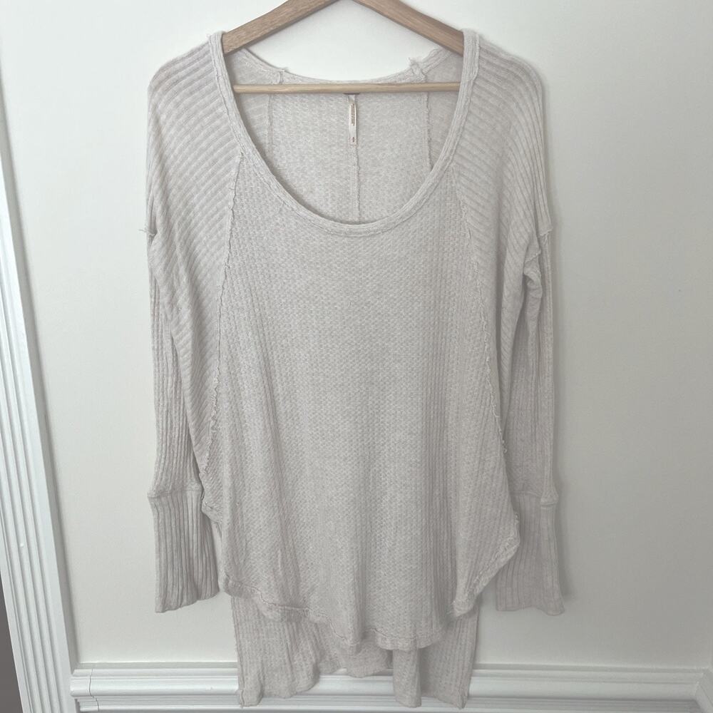 Free People Waffle Knit Thermal Top‎ Small Cream
